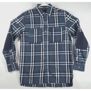 Wrangler ATG Shirt Mens Small Blue Cotton Plaid Long Sleeve All Terrain Gear